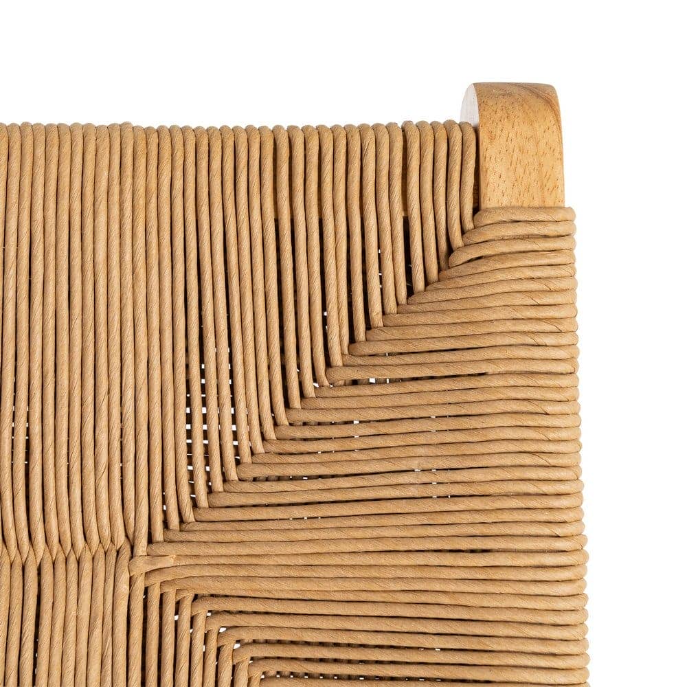 Taburete Natural de Madera de Caucho con Cuerda de Papel - 45x46x106 cm, Sin Montaje - Imagen 8