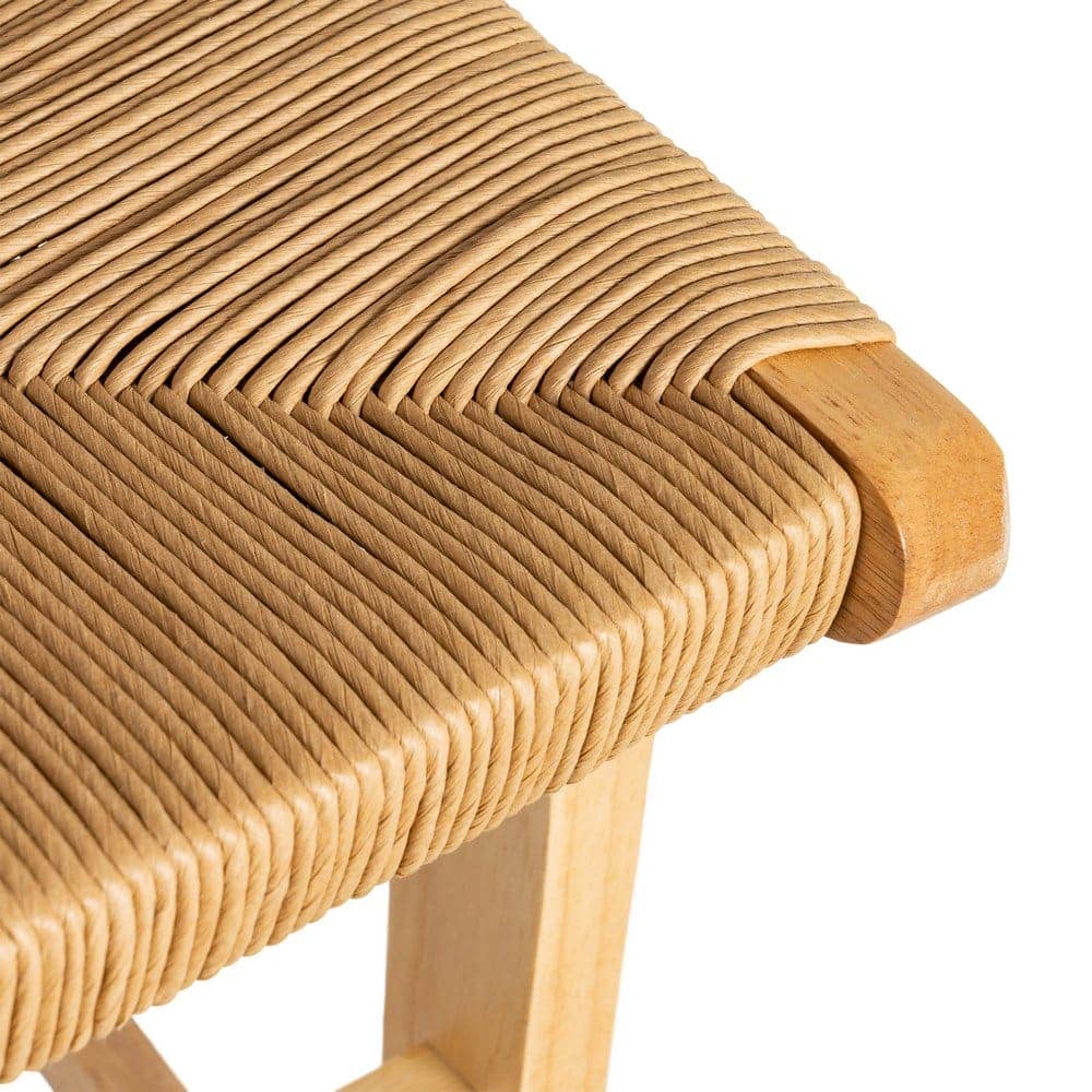 Taburete Natural de Madera de Caucho con Cuerda de Papel - 45x46x106 cm, Sin Montaje - Imagen 9