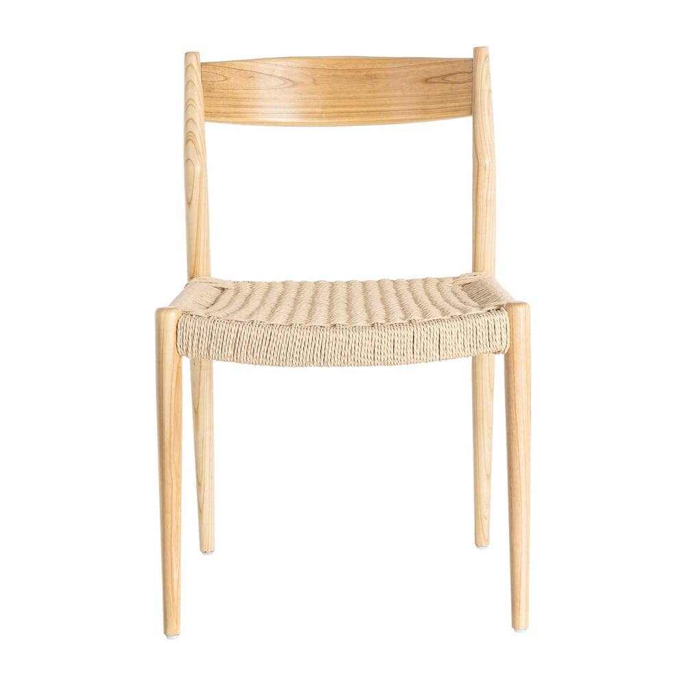 Silla Natural-Beige de Madera de Fresno con Cuerda de Papel 53x55x82 cm - Imagen 2