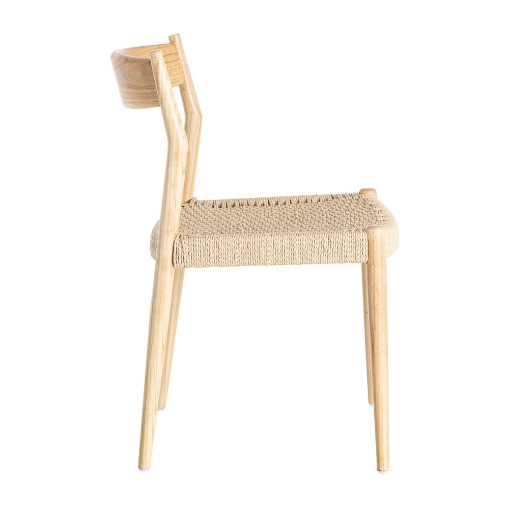 Silla Natural-Beige de Madera de Fresno con Cuerda de Papel 53x55x82 cm - Imagen 3