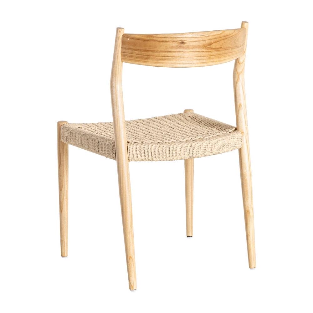 Silla Natural-Beige de Madera de Fresno con Cuerda de Papel 53x55x82 cm - Imagen 4