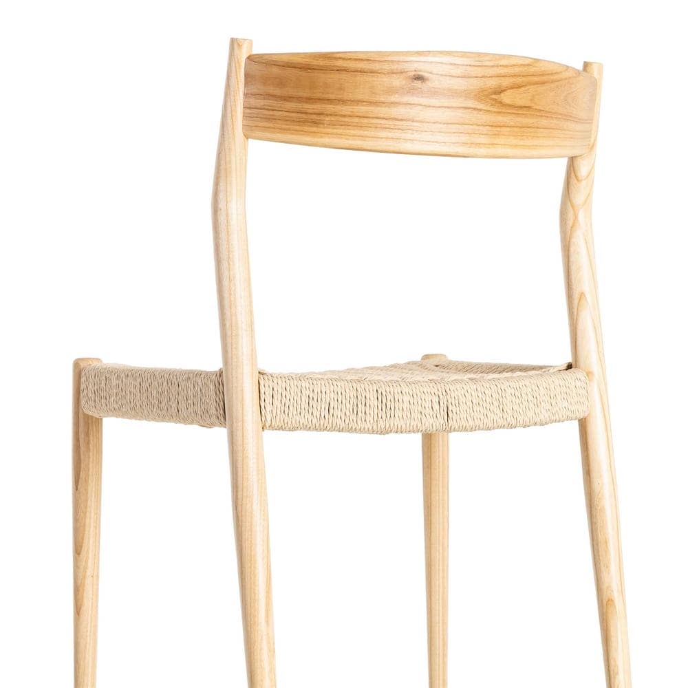 Silla Natural-Beige de Madera de Fresno con Cuerda de Papel 53x55x82 cm - Imagen 5