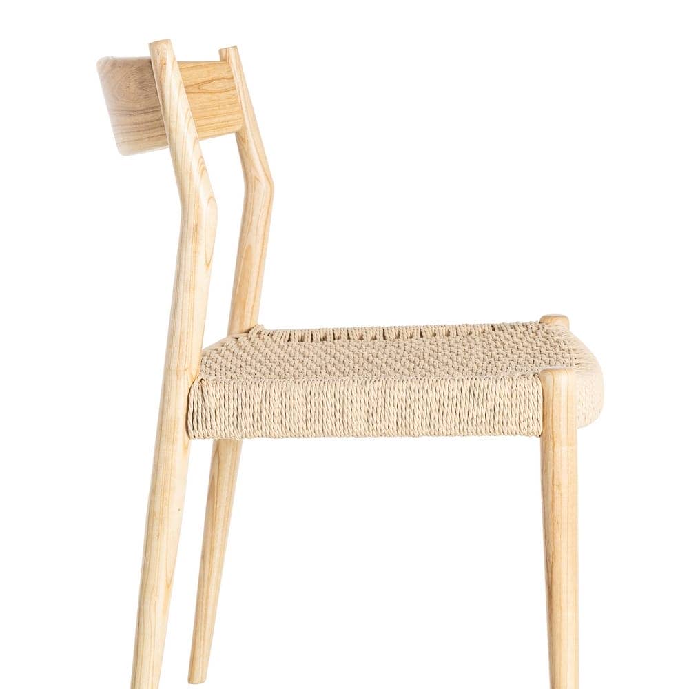 Silla Natural-Beige de Madera de Fresno con Cuerda de Papel 53x55x82 cm - Imagen 6