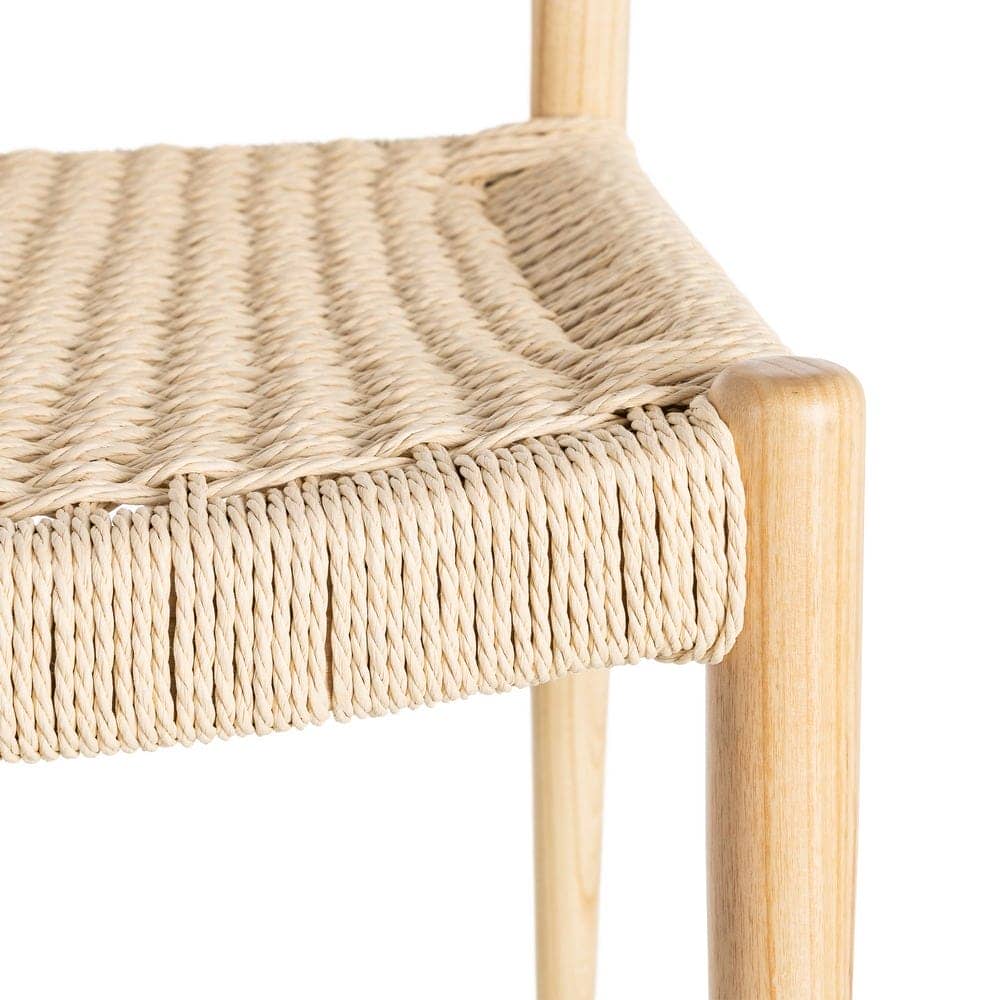 Silla Natural-Beige de Madera de Fresno con Cuerda de Papel 53x55x82 cm - Imagen 7