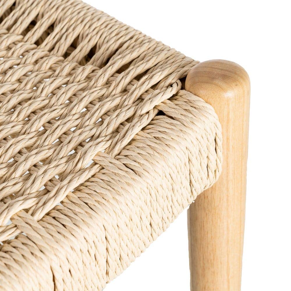 Silla Natural-Beige de Madera de Fresno con Cuerda de Papel 53x55x82 cm - Imagen 9