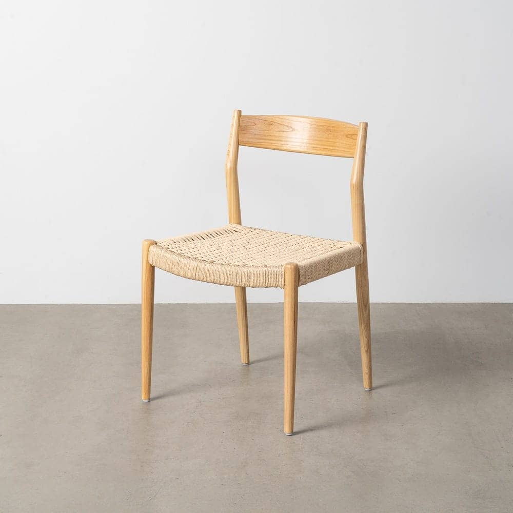 Silla Natural-Beige de Madera de Fresno con Cuerda de Papel 53x55x82 cm - Imagen 11