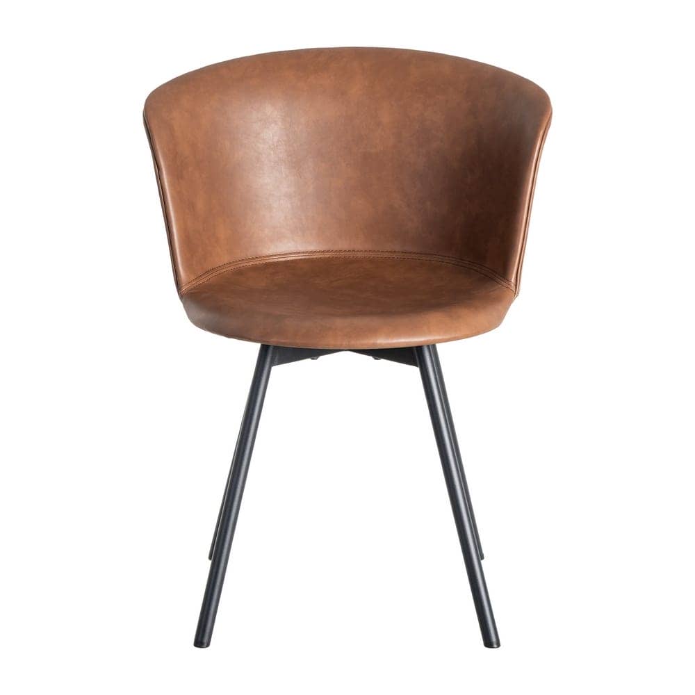 Silla Marrón de Metal y Simil Piel con Estructura de Polipropileno - 53x51,5x76 cm - Imagen 3