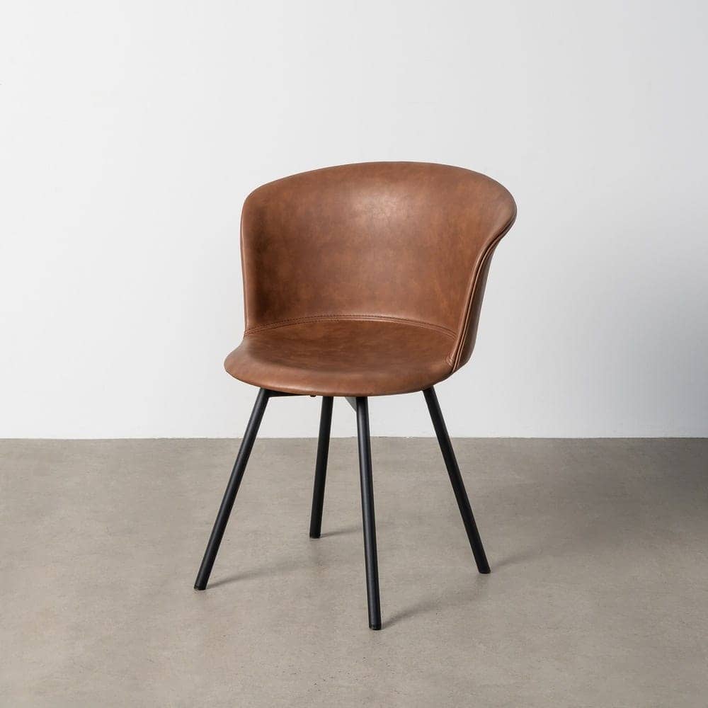 Silla Marrón de Metal y Simil Piel con Estructura de Polipropileno - 53x51,5x76 cm - Imagen 11