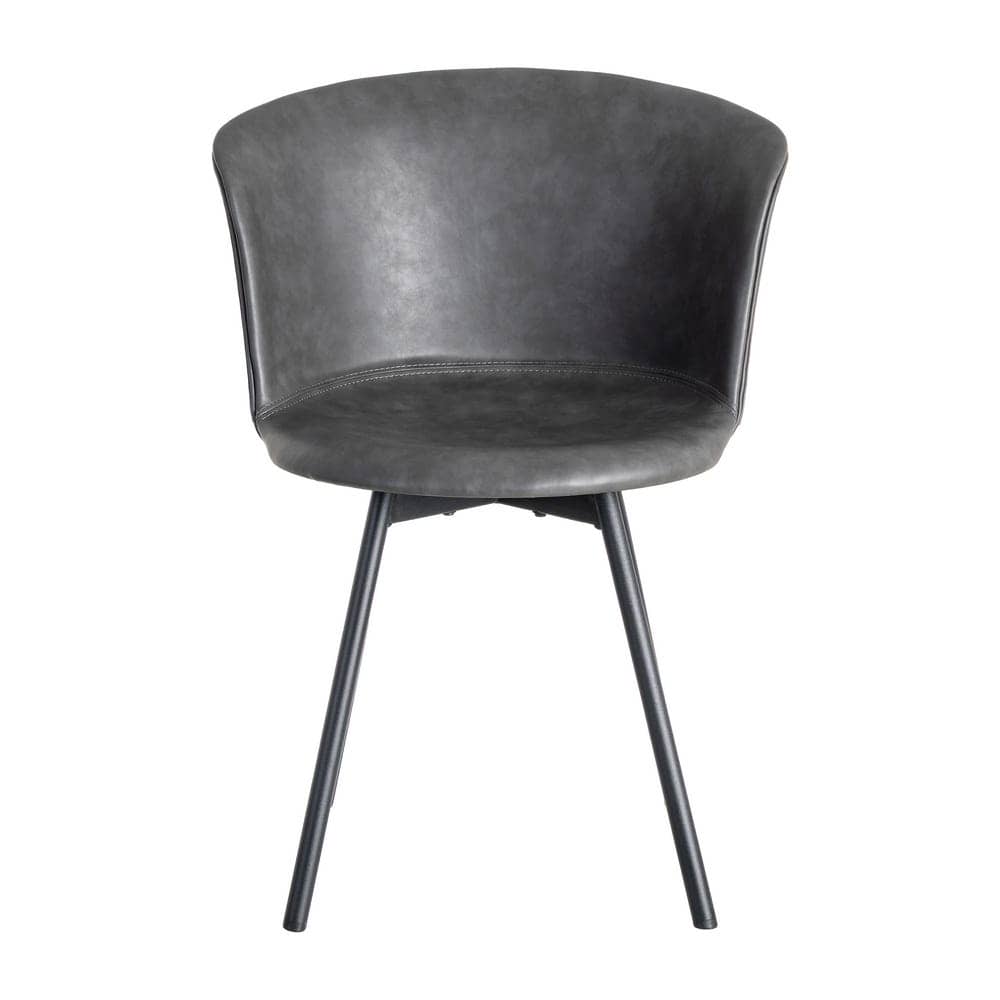 Silla Negra de Metal y Simil Piel, 53x51,5x76 cm, Requiere Montaje - Imagen 2