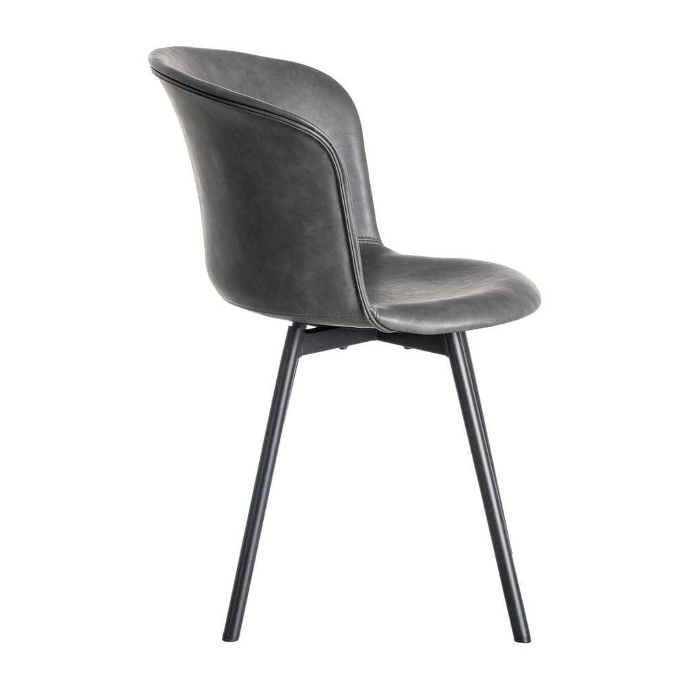 Silla Negra de Metal y Simil Piel, 53x51,5x76 cm, Requiere Montaje - Imagen 3