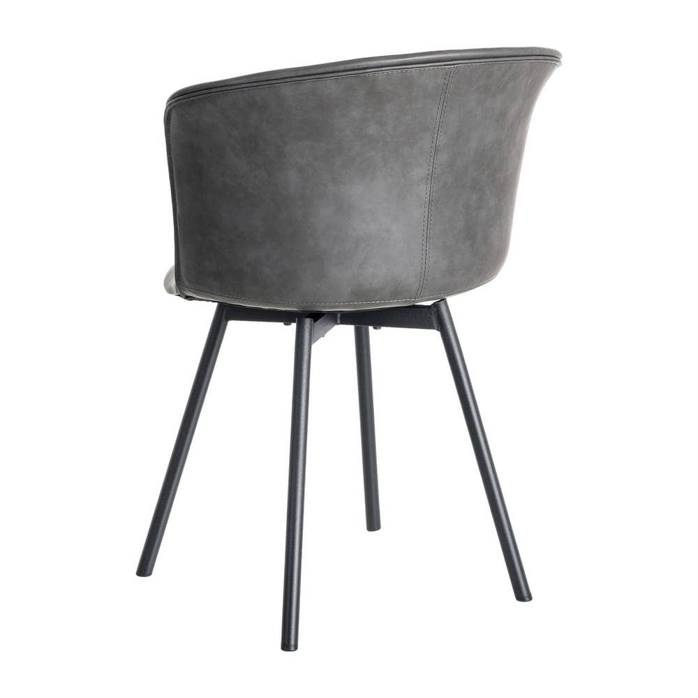 Silla Negra de Metal y Simil Piel, 53x51,5x76 cm, Requiere Montaje - Imagen 4