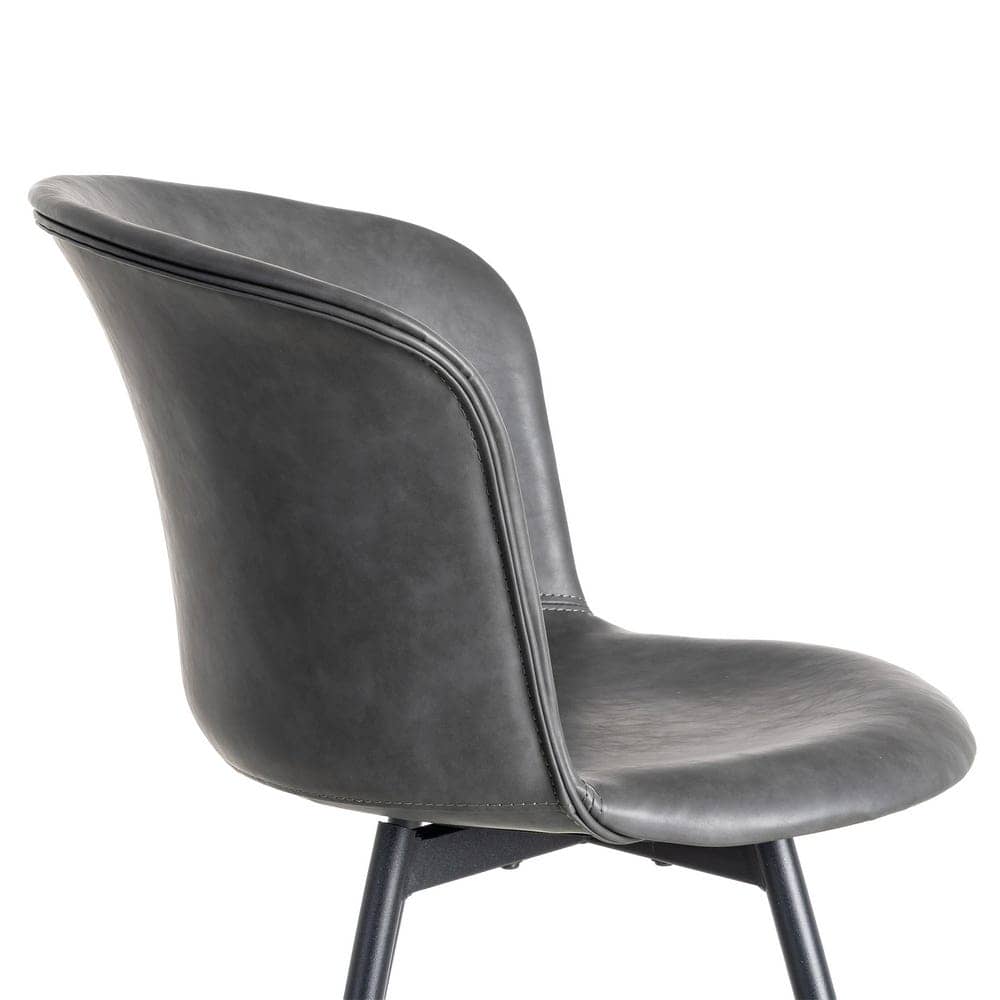 Silla Negra de Metal y Simil Piel, 53x51,5x76 cm, Requiere Montaje - Imagen 6
