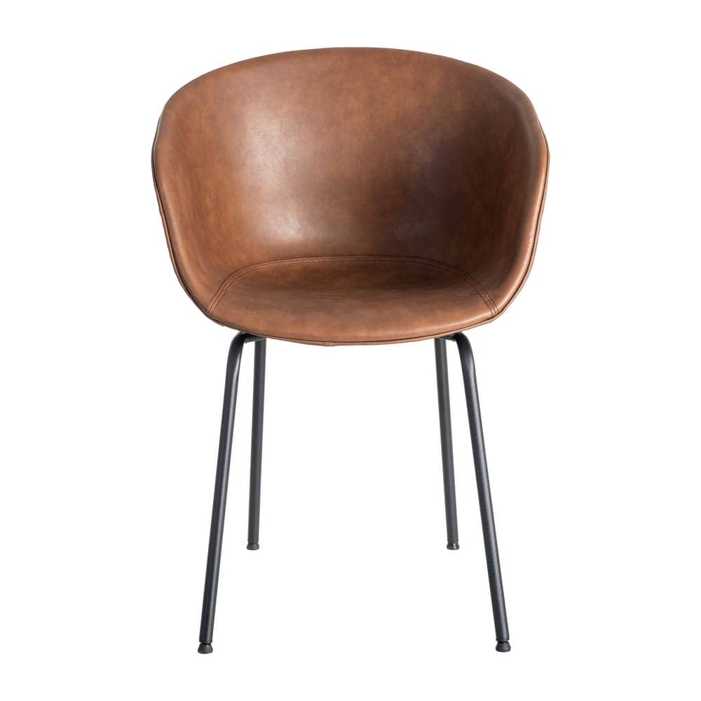 Silla Marrón de Metal y Simil Piel con Estructura de Polipropileno - 59x50,5x81,5 cm - Imagen 2