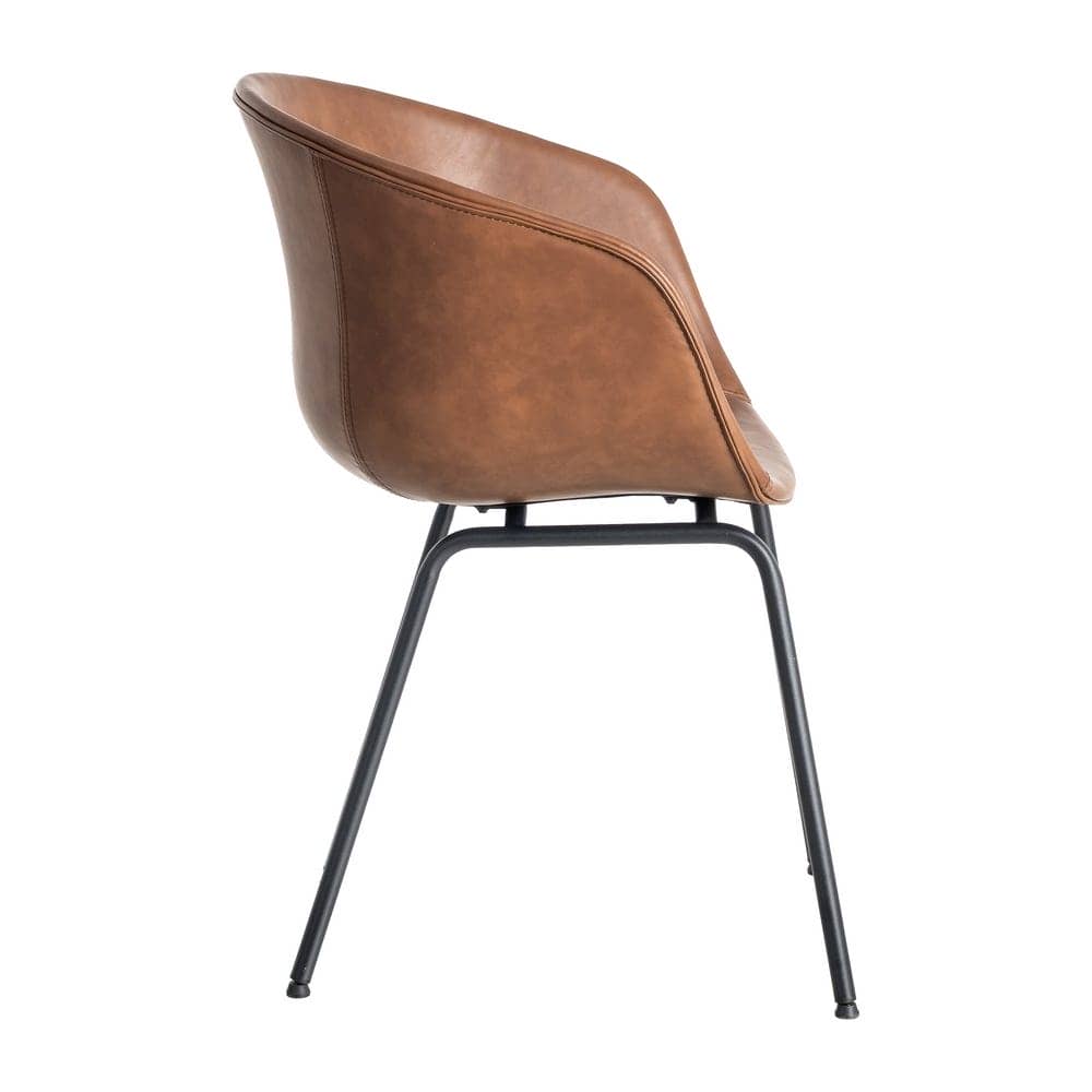 Silla Marrón de Metal y Simil Piel con Estructura de Polipropileno - 59x50,5x81,5 cm - Imagen 3