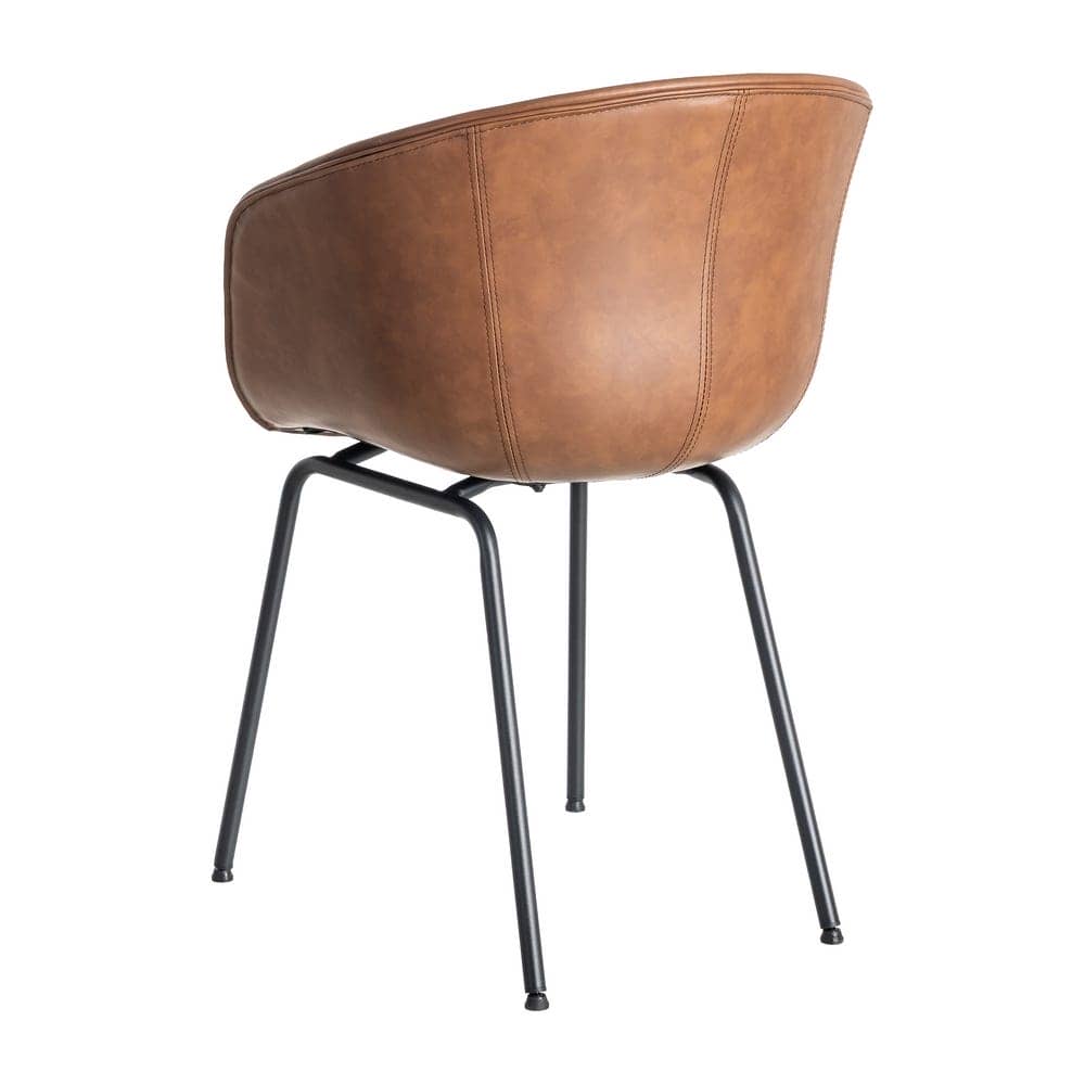 Silla Marrón de Metal y Simil Piel con Estructura de Polipropileno - 59x50,5x81,5 cm - Imagen 4