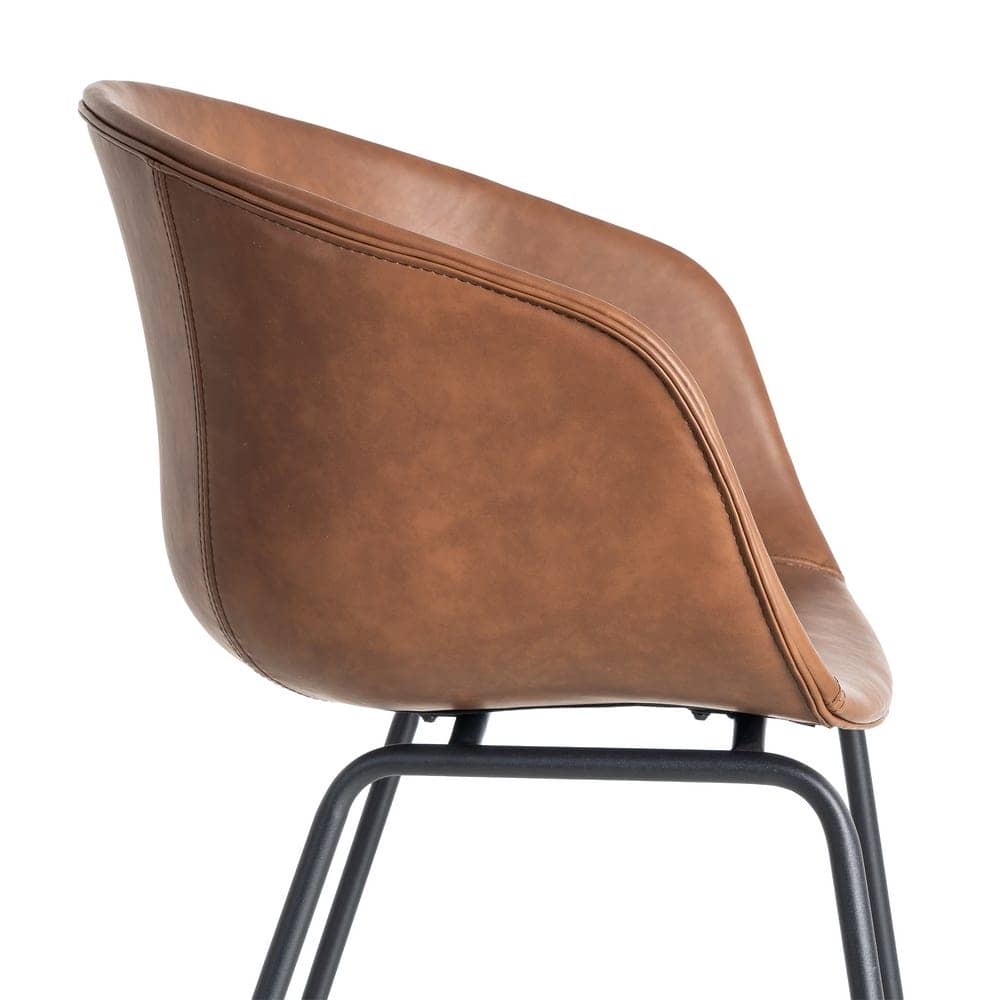 Silla Marrón de Metal y Simil Piel con Estructura de Polipropileno - 59x50,5x81,5 cm - Imagen 6