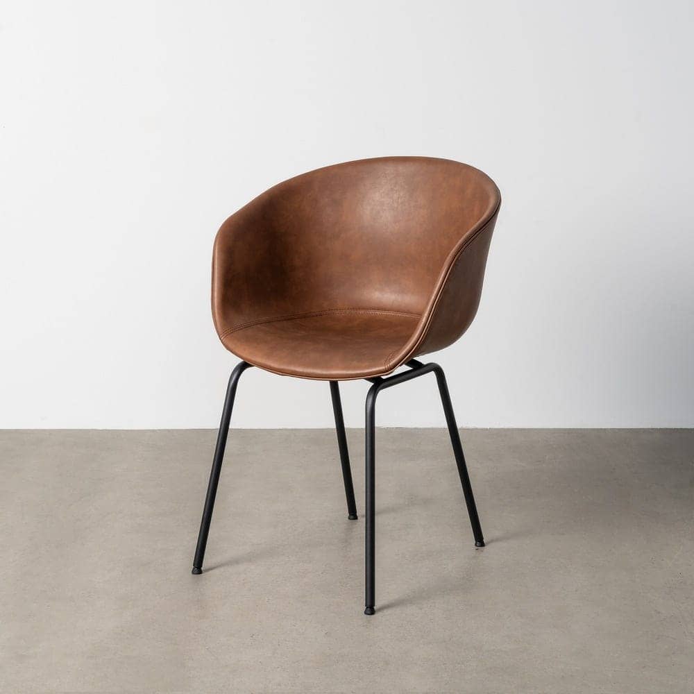 Silla Marrón de Metal y Simil Piel con Estructura de Polipropileno - 59x50,5x81,5 cm - Imagen 11