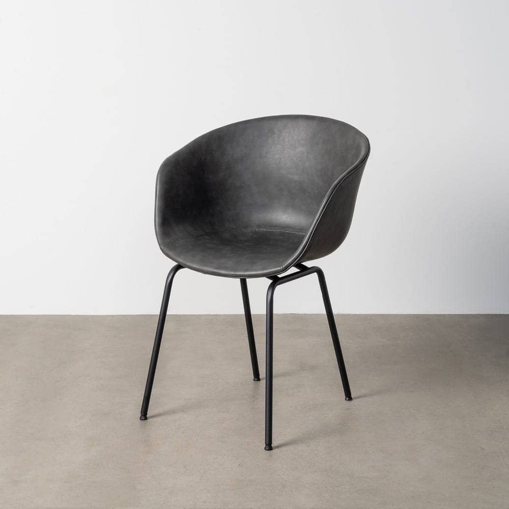 Silla Negra de Metal y Simil Piel, 59x50,5x81,5 cm, Requiere Montaje - Imagen 11