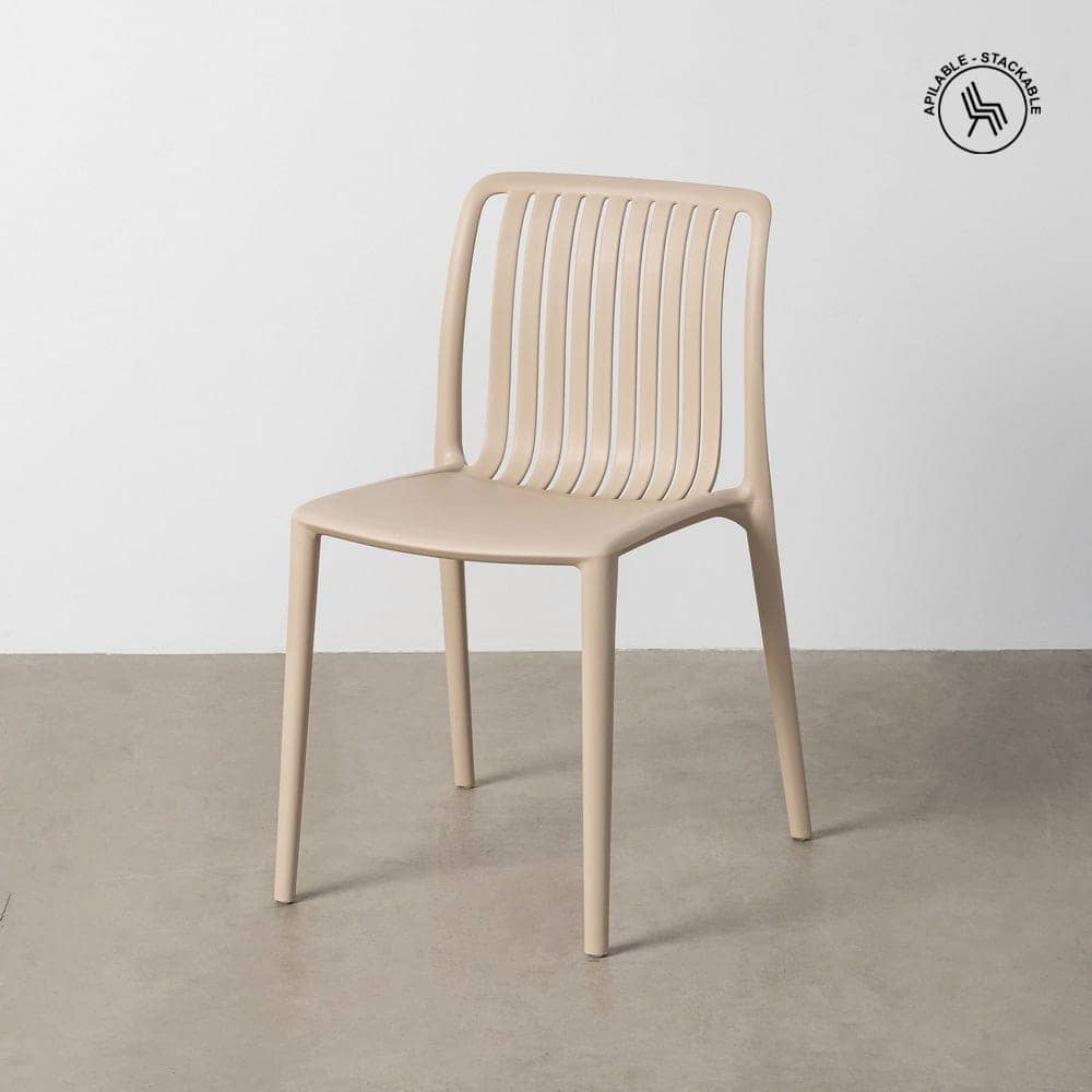 Silla Apilable Beige de Polipropileno Exterior 47x51,5x77,5 cm - Imagen 2