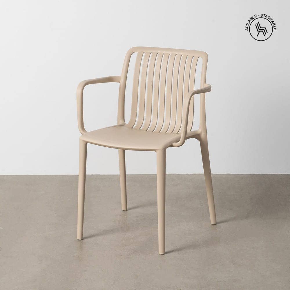 Silla Apilable Beige de Polipropileno Exterior 53x50x77,5 cm - Imagen 2