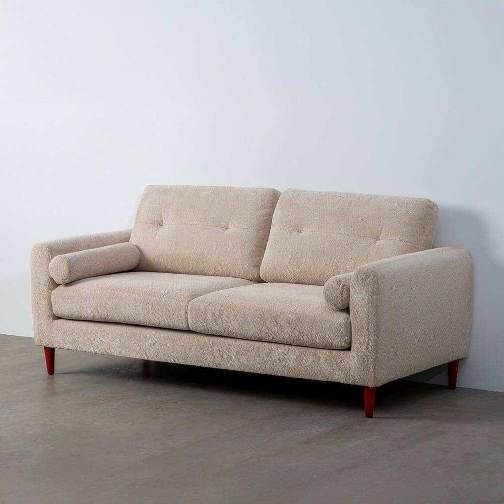 Sofá Crema Tejido 195x87,5x89 cm Eucalipto PU Foam 300kg - Imagen 2