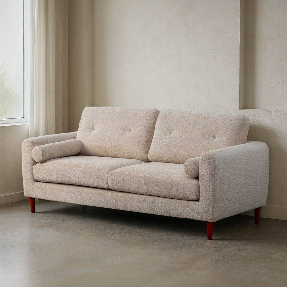 Sofá Crema Tejido 195x87,5x89 cm Eucalipto PU Foam 300kg - Imagen 3