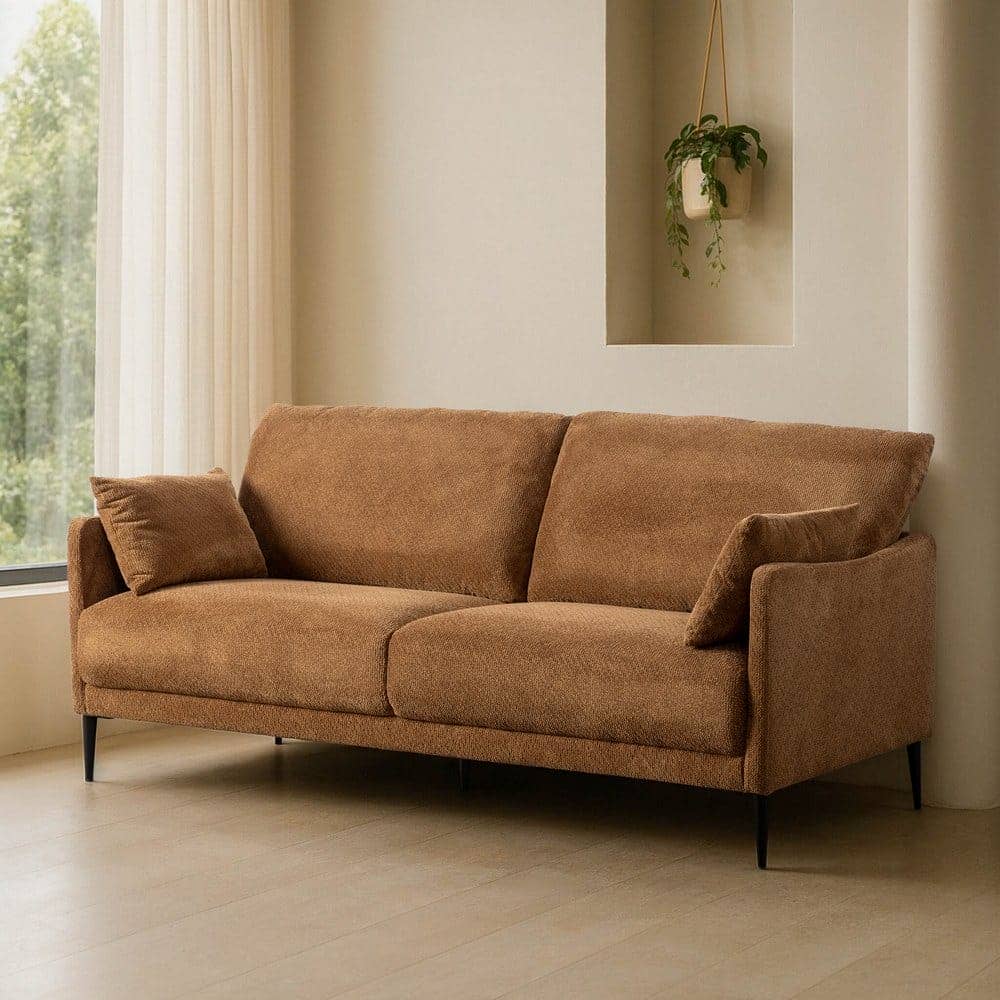 Sofá Marrón de Tejido 191x80x88 cm con Estructura de Madera de Eucalipto - Imagen 3