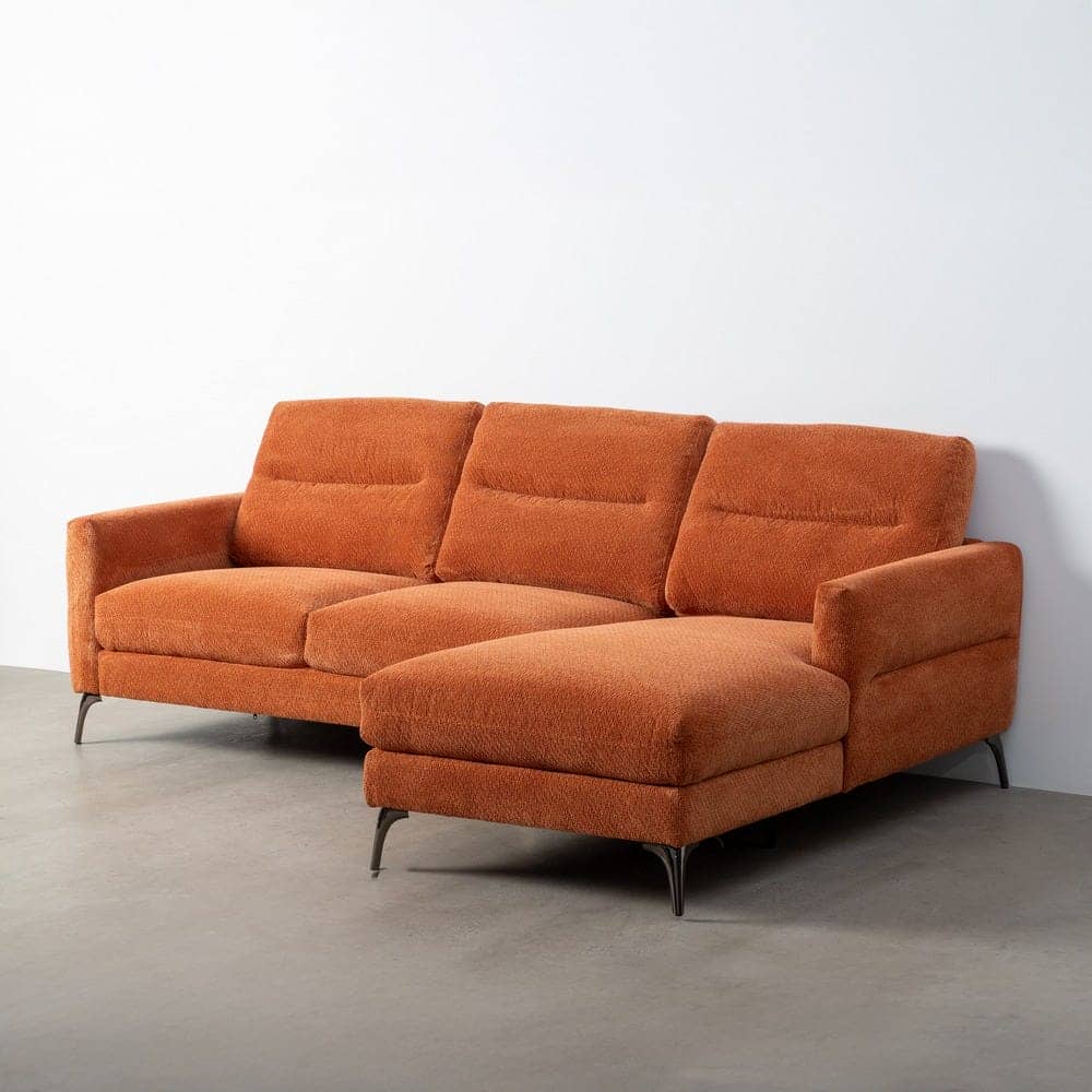 Sofá Chaise Longue Terracota Tejido 100% Poliéster 238x160x87,5 cm - Imagen 2