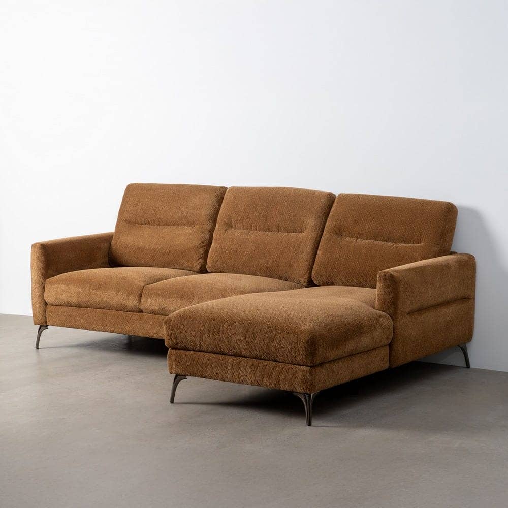 Sofá Chaise Longue Derecho Marrón Tejido 238x160x87,5 cm Eucalipto - Imagen 2
