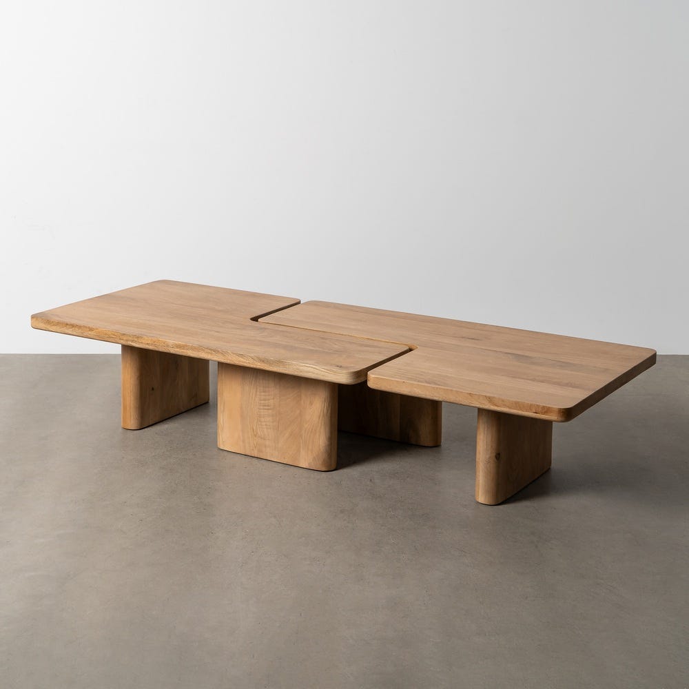 S/2 Mesa Centro Natural Madera De Mango 120 x 70 x 36 cm - Imagen 2