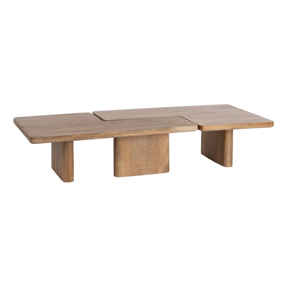 S/2 Mesa Centro Natural Madera De Mango 120 x 70 x 36 cm - Imagen 3