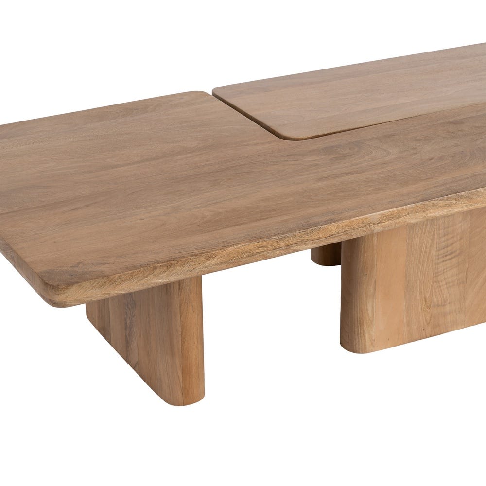 S/2 Mesa Centro Natural Madera De Mango 120 x 70 x 36 cm - Imagen 5