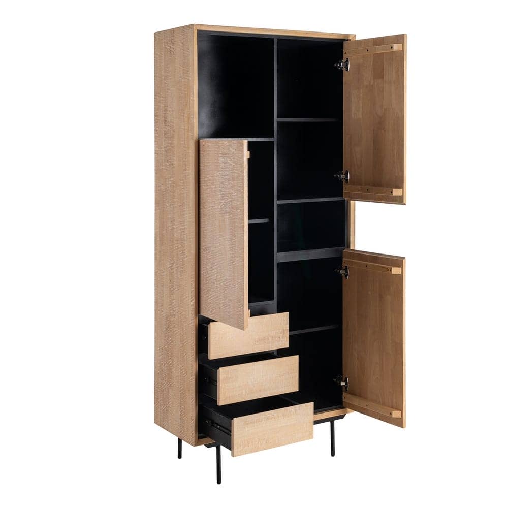 Armario Sintra Natural y Negro de Madera y Metal 89,5x40x204 cm - Imagen 2