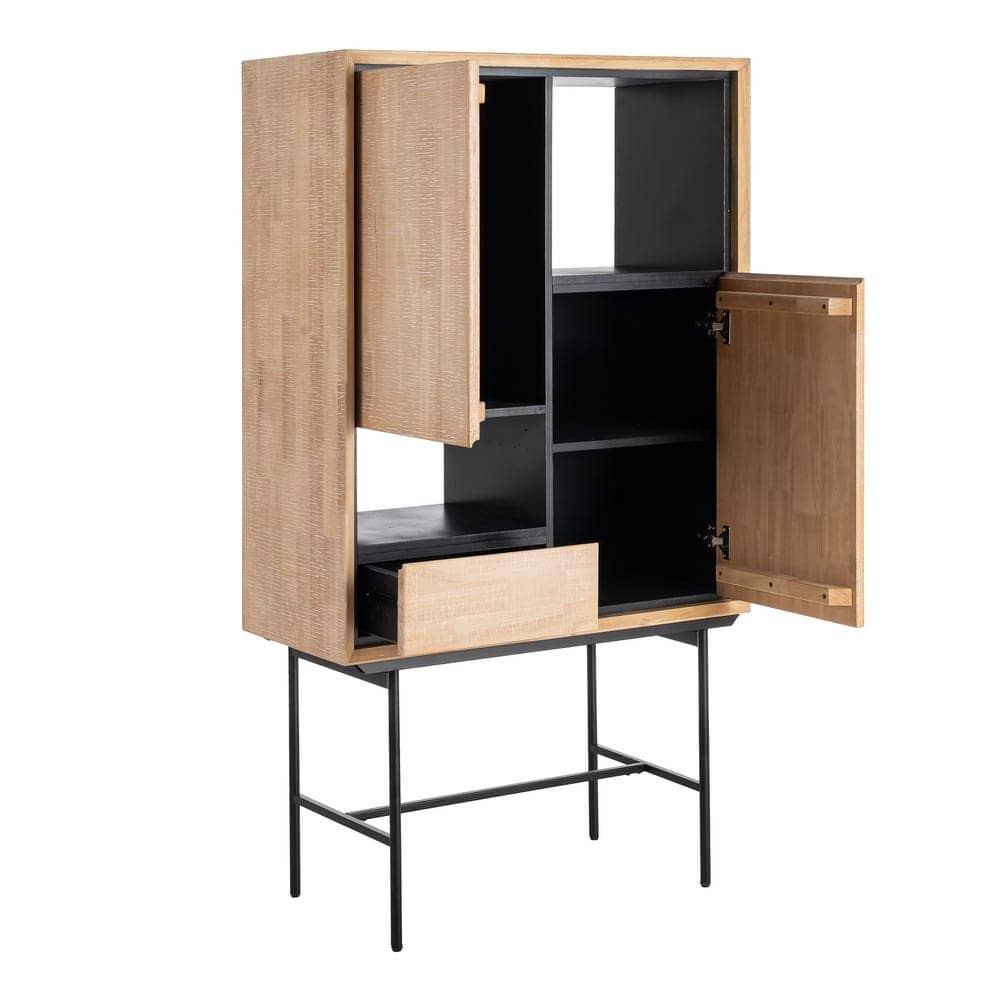 Armario Sintra Natural y Negro de Madera y Metal 84,5x40x153 cm - Imagen 2