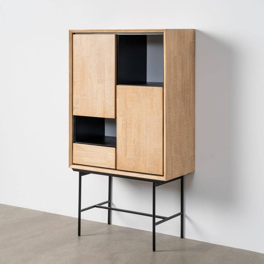 Armario Sintra Natural y Negro de Madera y Metal 84,5x40x153 cm - Imagen 10