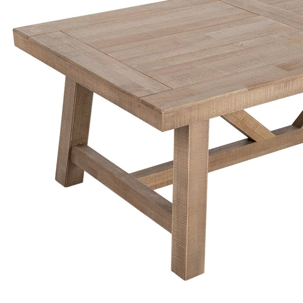 Mesa de Centro Natural de Madera de Caucho 130x70x46 cm - Imagen 2