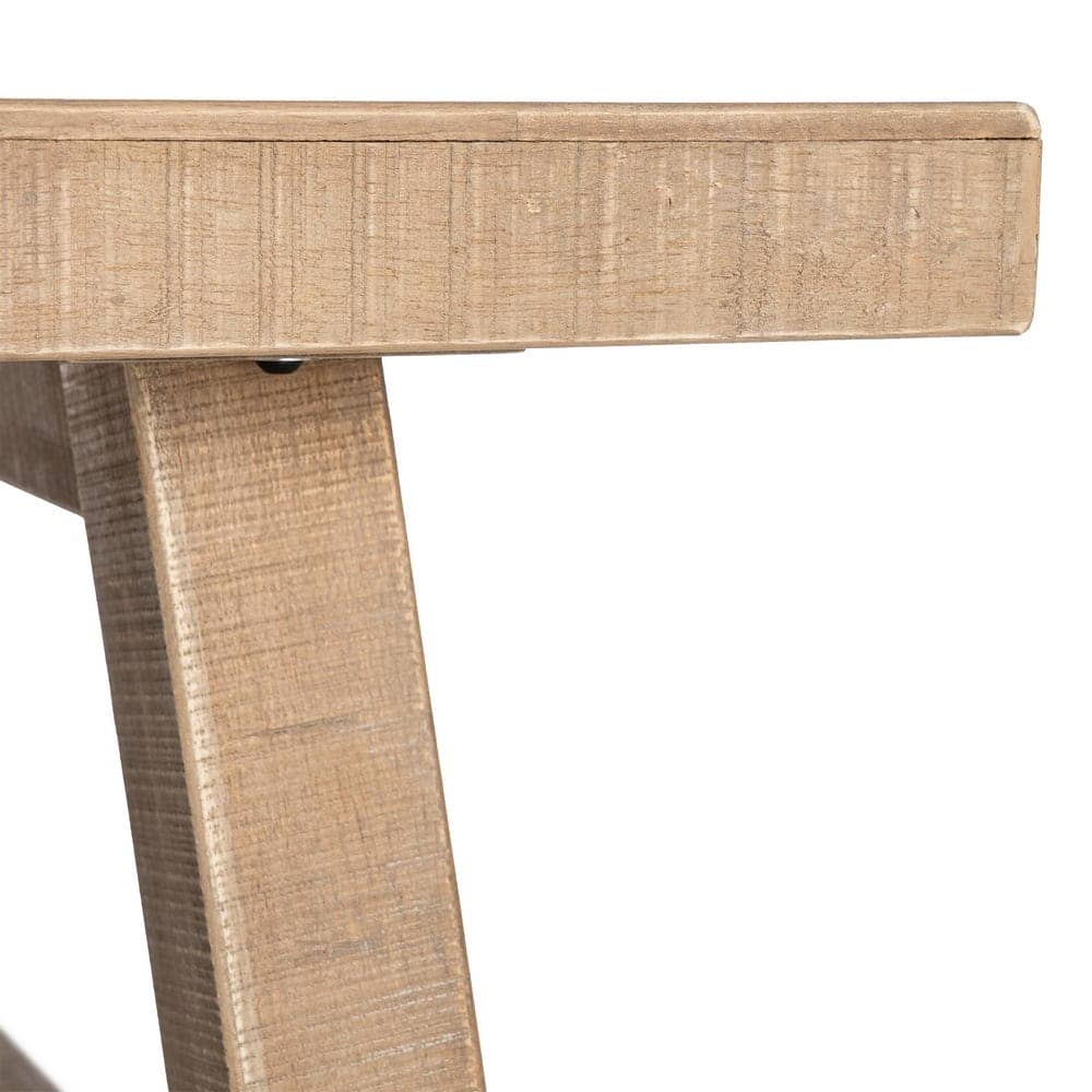 Mesa de Centro Natural de Madera de Caucho 130x70x46 cm - Imagen 3