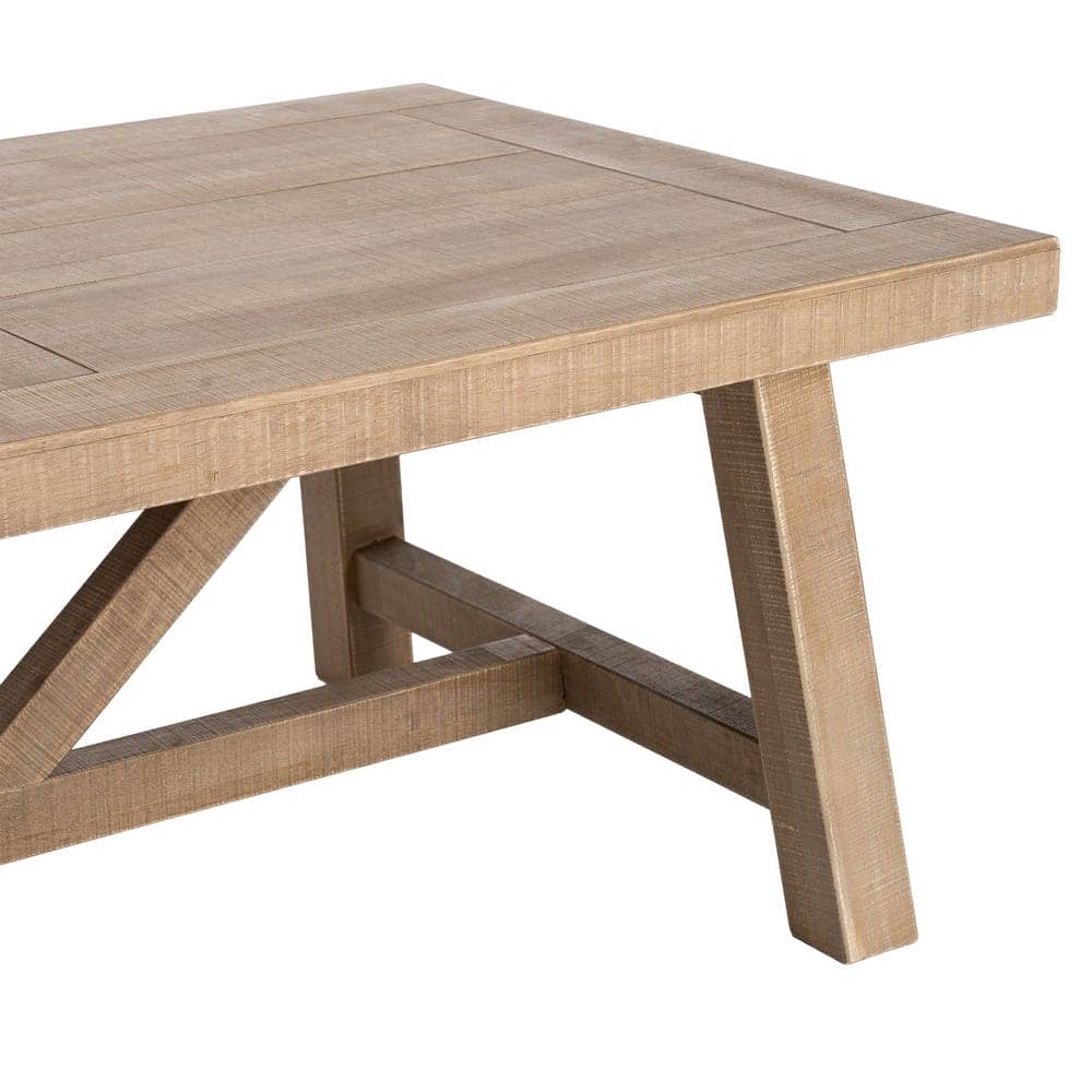Mesa de Centro Natural de Madera de Caucho 130x70x46 cm - Imagen 4