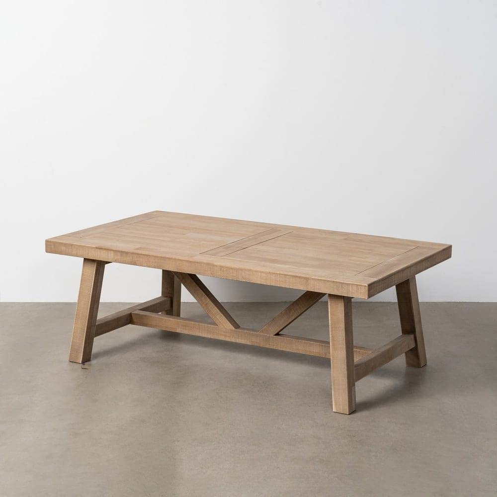 Mesa de Centro Natural de Madera de Caucho 130x70x46 cm - Imagen 8