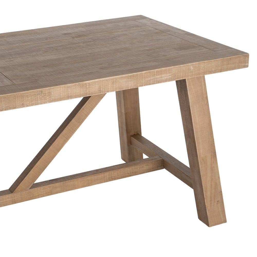 Mesa Comedor Natural de Madera de Caucho 200x90 cm, Montaje Requerido - Imagen 2