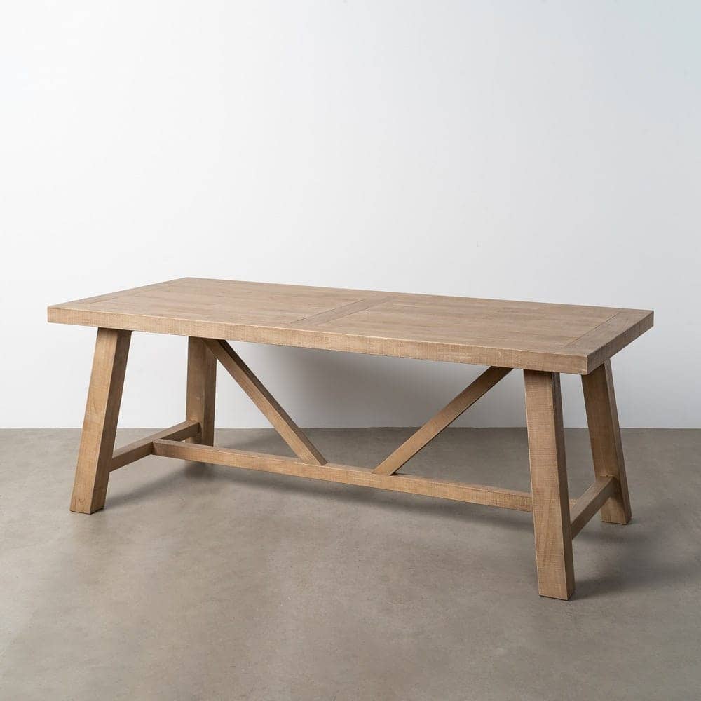 Mesa Comedor Natural de Madera de Caucho 200x90 cm, Montaje Requerido - Imagen 8