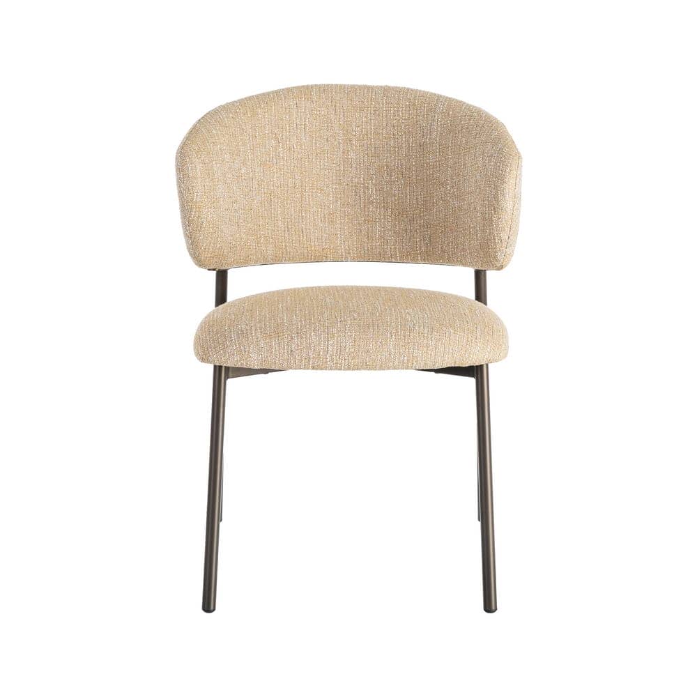 Silla Jaspeada Mostaza Tejido 100% Poliéster y Metal 57x60x81 cm - Imagen 2