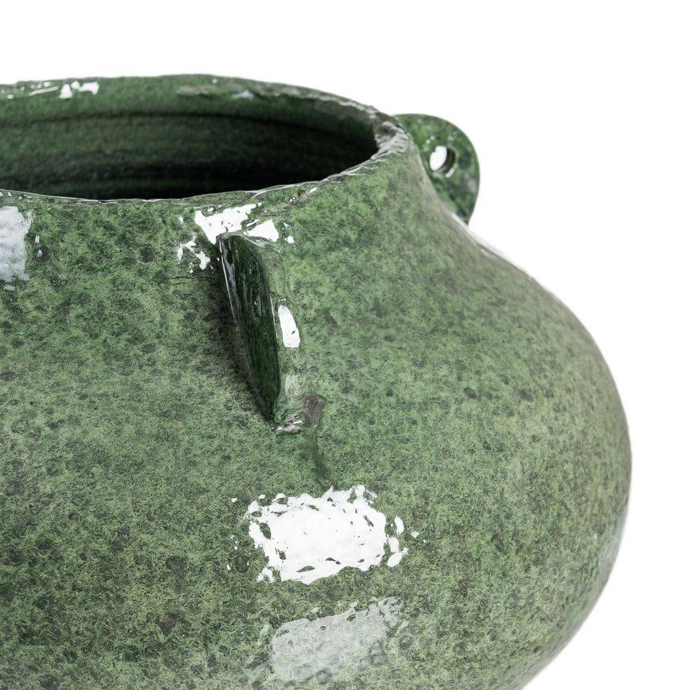 Jarrón Verde Cerámica Decorativo 40x40x22 cm con Boca de 17 cm - Imagen 5