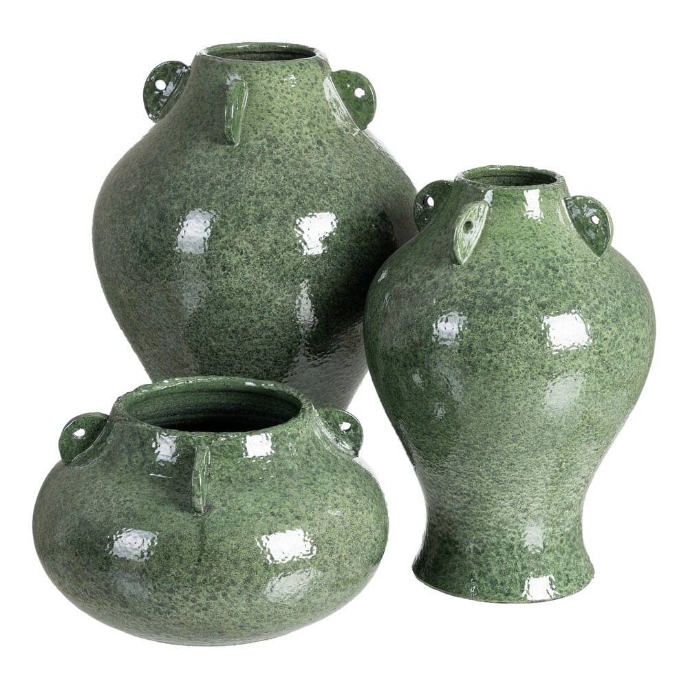 Jarrón Verde Cerámica 30x30x40 cm con Boca de 9 cm - Imagen 3