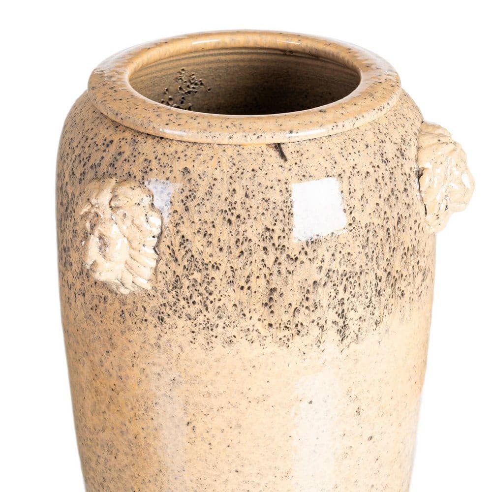 Jarrón Cerámico Crema 25x25x60 cm con Boca de 14,5 cm - Imagen 6