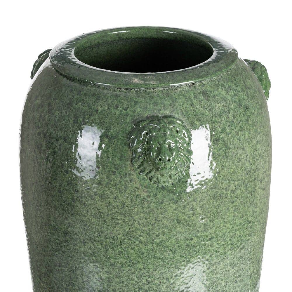 Jarrón Verde Cerámica 30x30x80 cm con Boca de 16 cm - Imagen 4