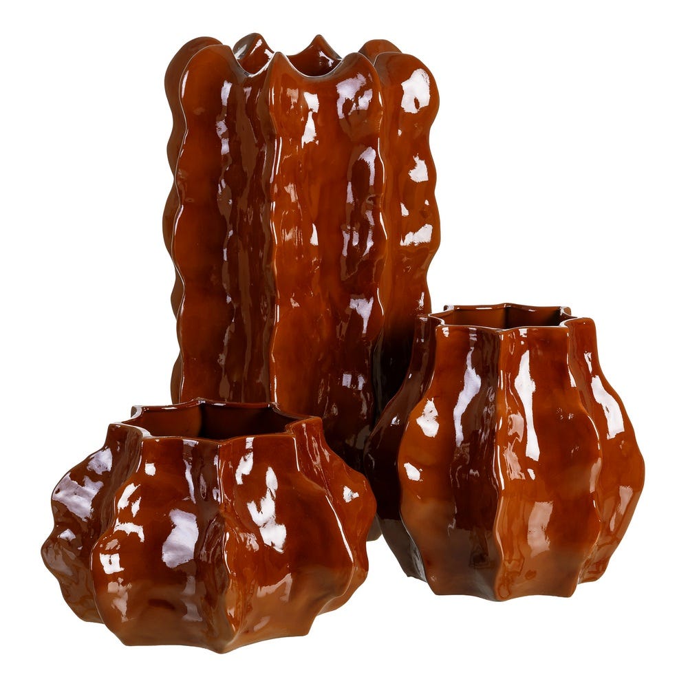 Jarrón Brillo Terracota Cerámica 32 x 32 x 36 cm - Imagen 2