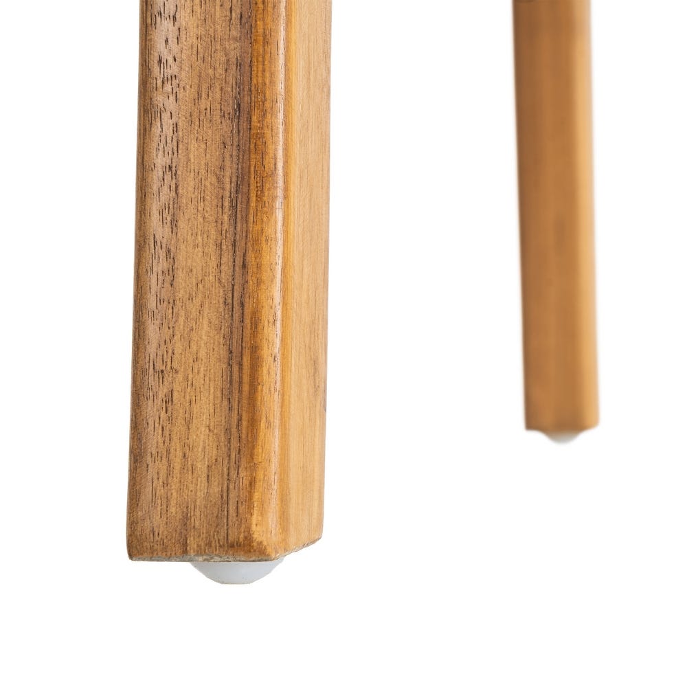 Silla de madera de teca con asiento en piel color marrón – 50 x 56 x 87 cm - Imagen 12