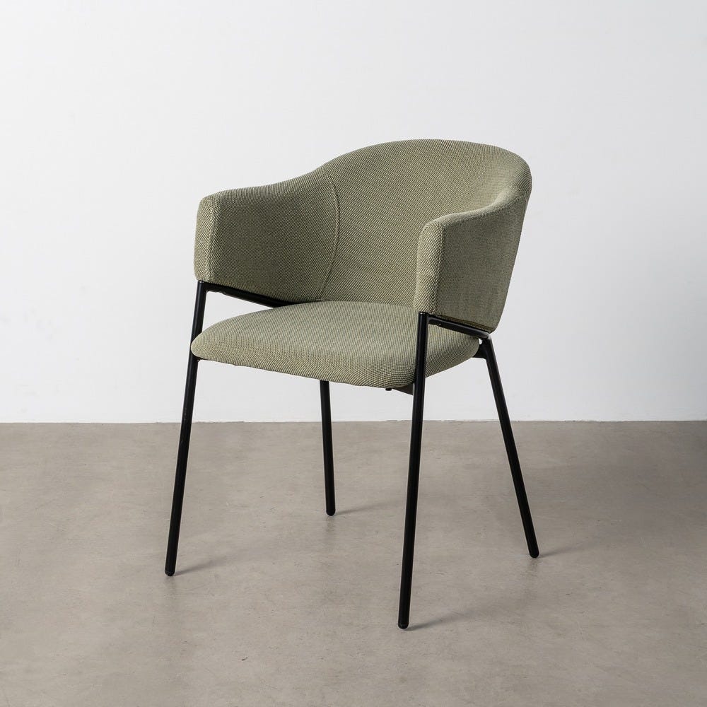 Pack de 2 Sillas verde tapizada en tela con estructura metálica – 54 x 60 x 78 cm - Imagen 2
