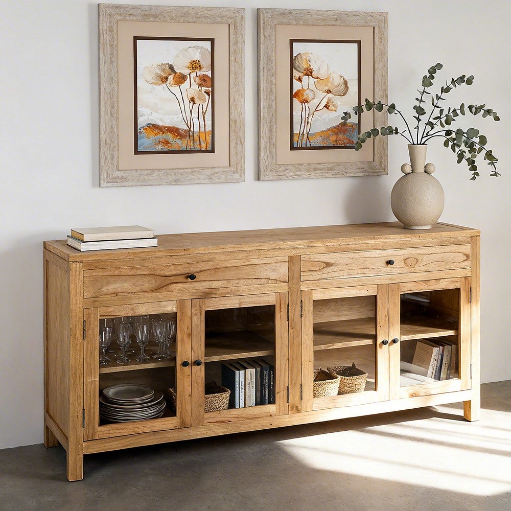Aparador Natural Madera Mindi Salón 160 x 45 x 89 cm - Imagen 2